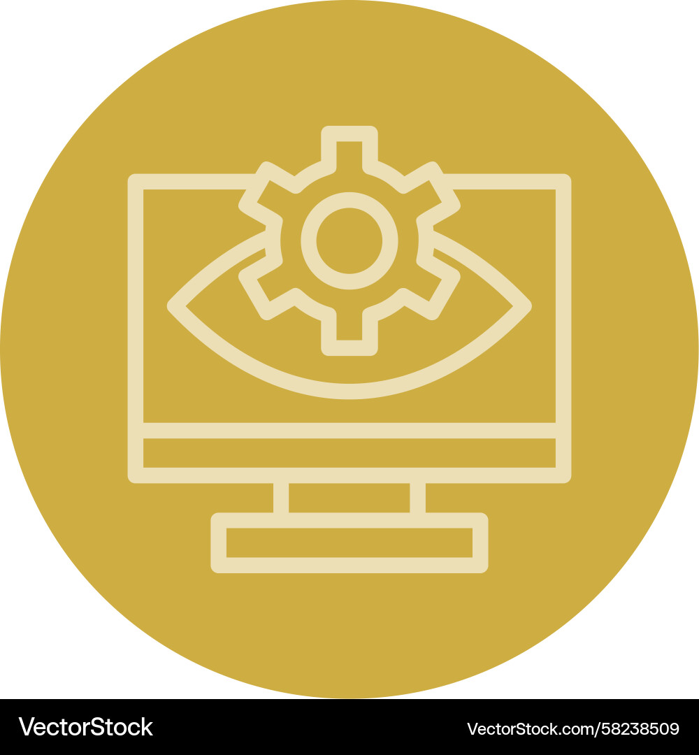 Multi-Color Line Icon - Computer Vision Vector Image