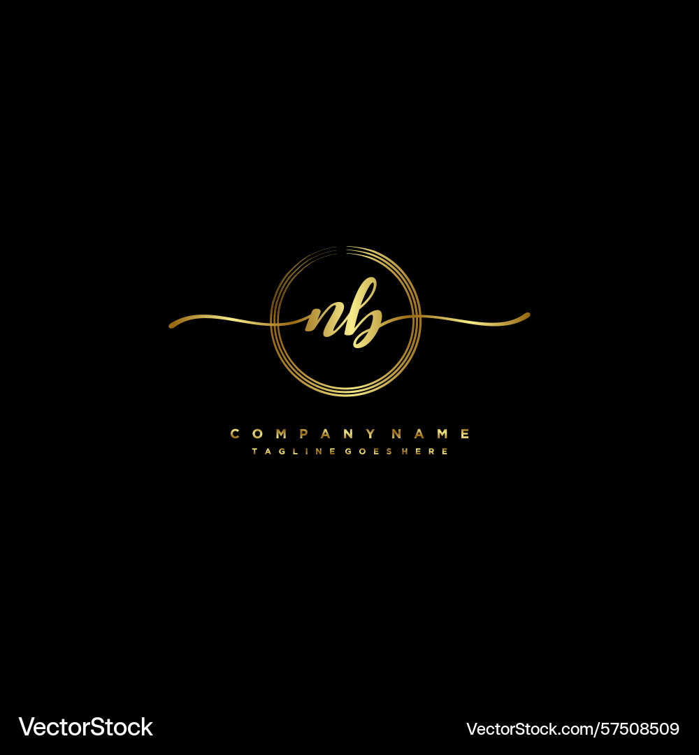 Nb initial handwriting logo with circular wave Vector Image