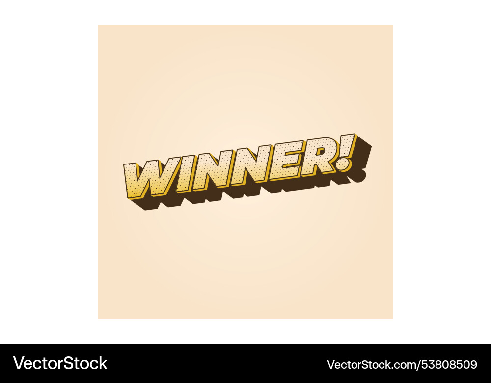 Winner text effect with modern color in 3d style Vector Image
