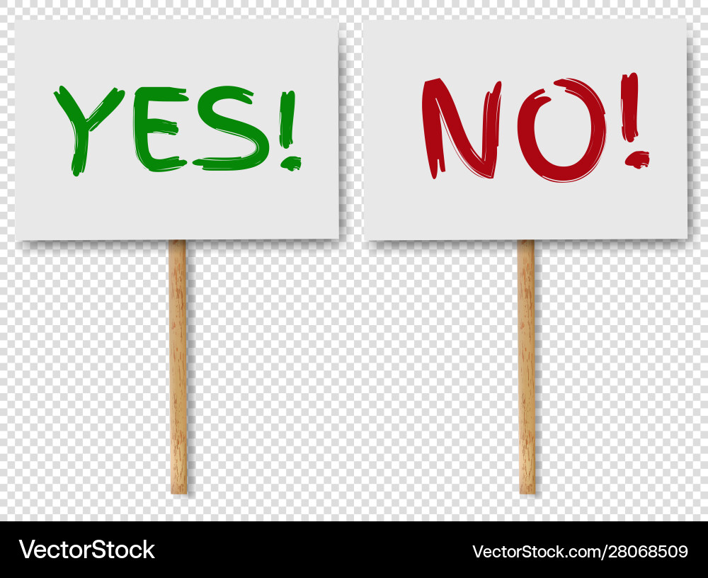 Yes and no signs banners on wood stick Yes and no signs banners on wood stick vector image