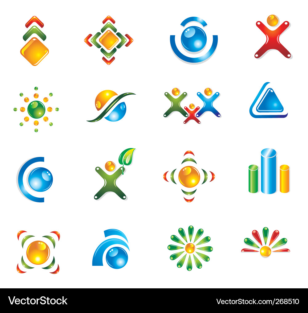 3D Geometric Elements - Sphere & Shape Set vector image