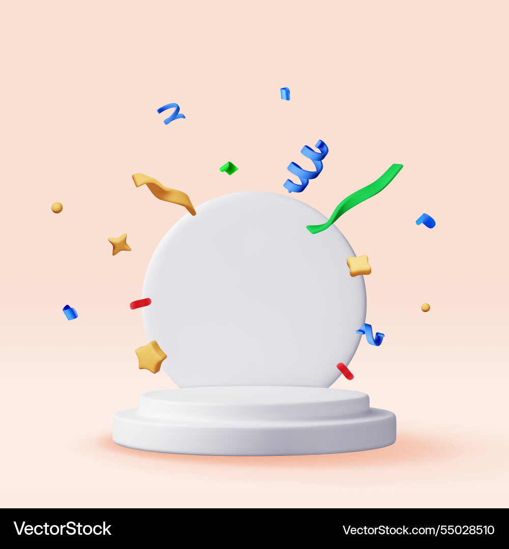 3d white podium with confetti isolated 3d white podium with confetti isolated vector image
