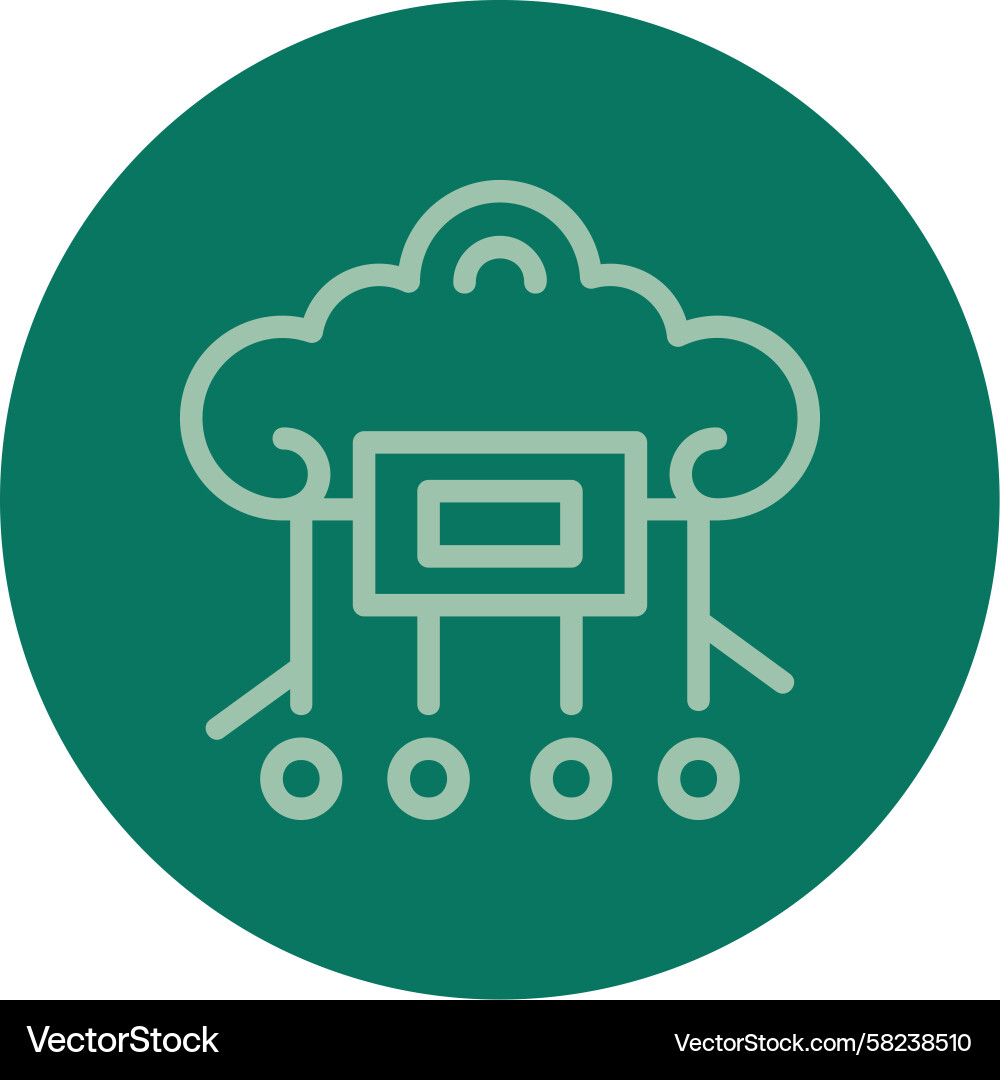 Cloud Computing Line Icon - Multi Colored Vector Image