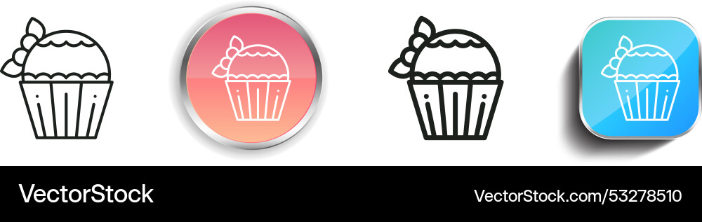 Cupcake icon thin linear regular and button style Cupcake icon thin linear regular and button style Vector Image