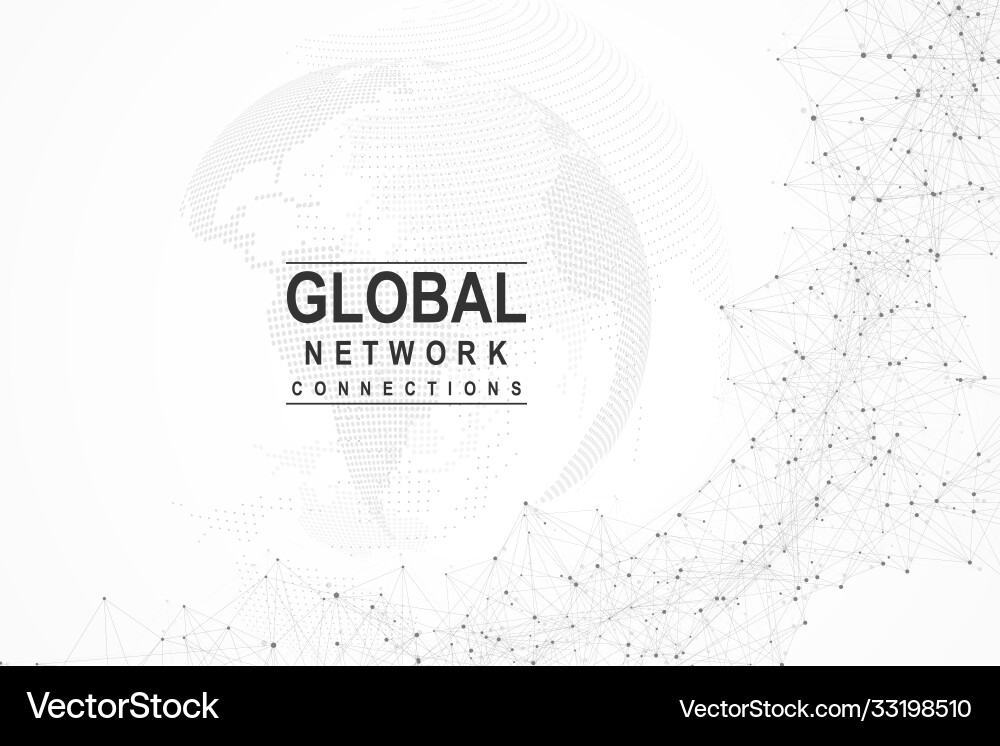 Global network connection world map point Global network connection world map point vector image