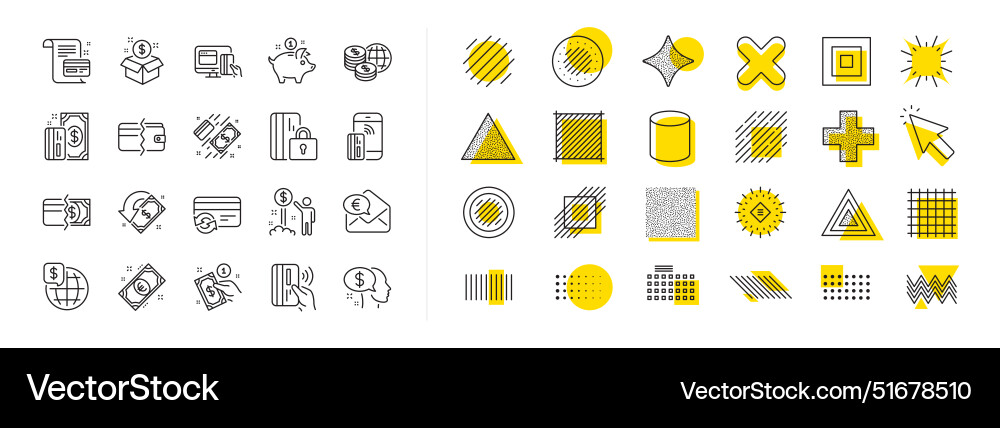 Money line icons set of update credit card Money line icons set of update credit card vector image