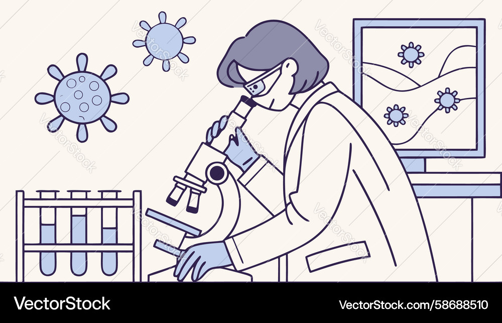 Scientist Working with Test Tubes in Lab Vector Image