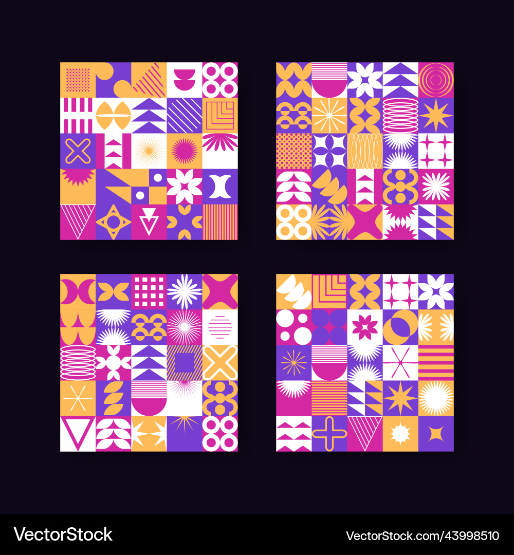 Set with abstract colorful minimalistic patchwork Vector Image