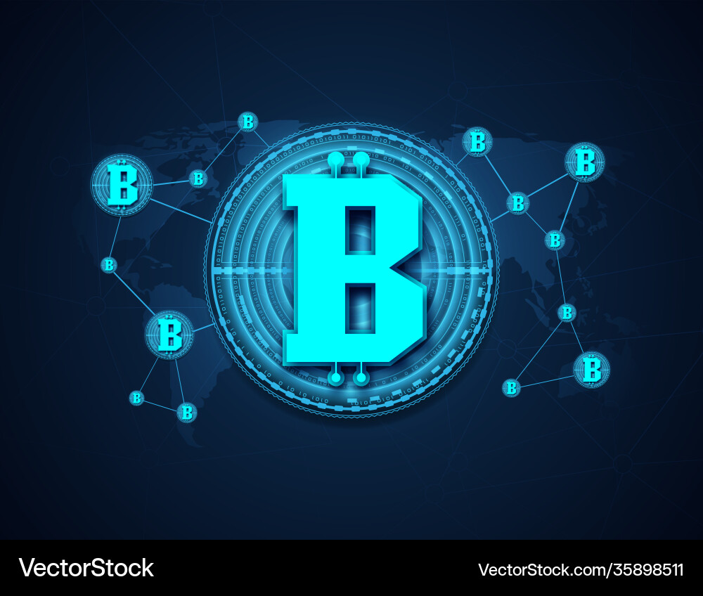 Bitcoin cryptocurrency and blockchain technology Vector Image