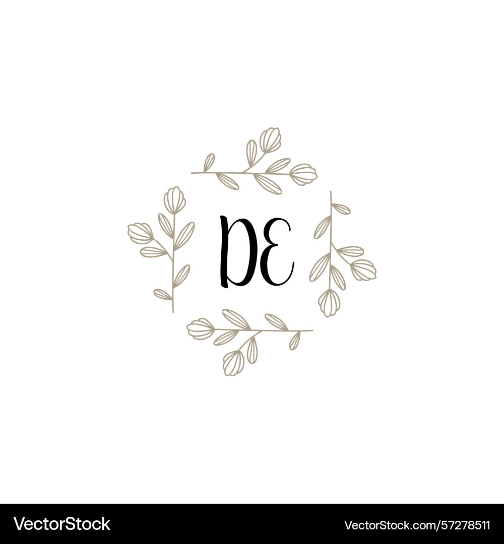 Botanical monogram logos with initial de Vector Image