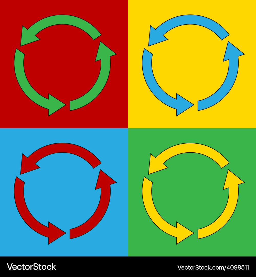 Circular Arrow Icons - Pop Art Style Vector Image