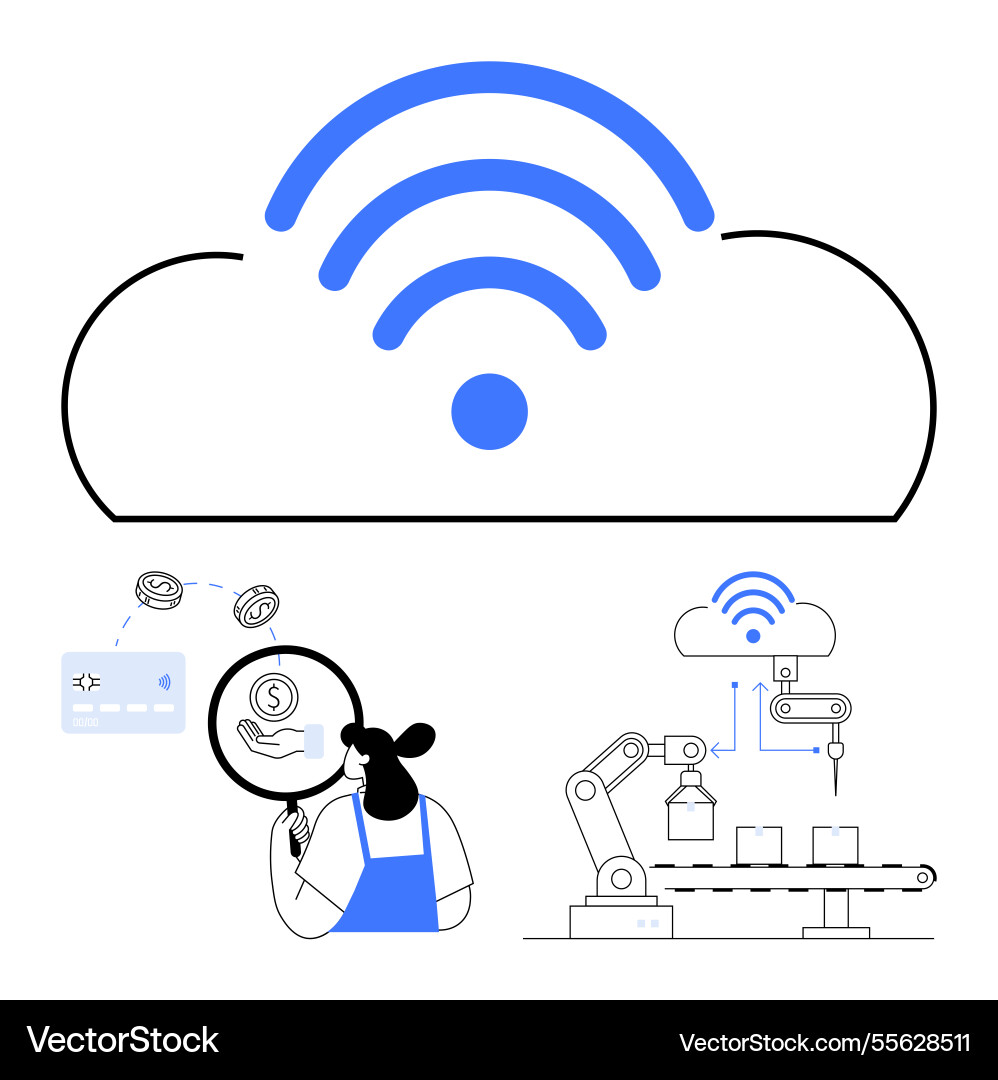 Cloud computing concept with online payment data Vector Image
