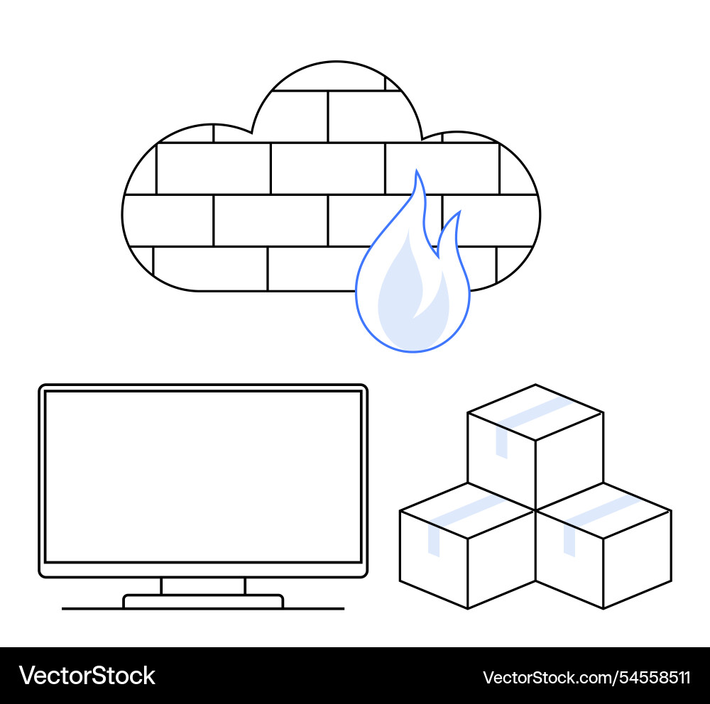 Cloud firewall monitor and server blocks Vector Image
