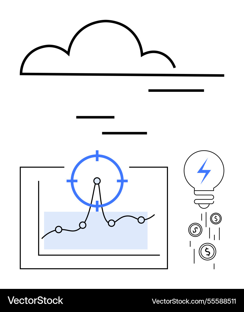 Cloud innovation with data analytics targeting Cloud innovation with data analytics targeting vector image