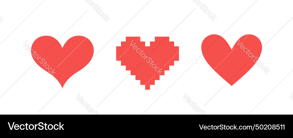 Collection love heart icon symbol Royalty Free Vector Image