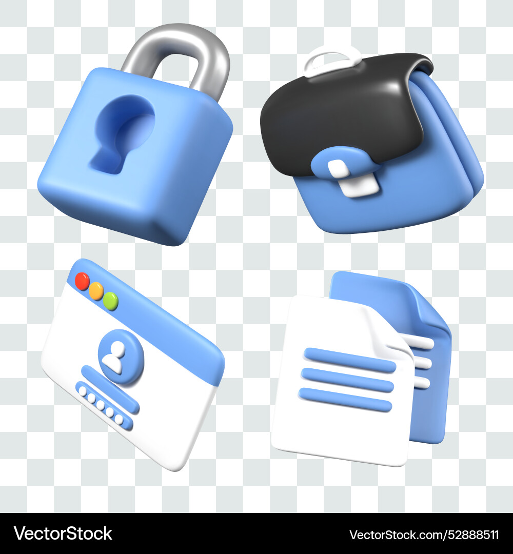 Collection of isolated 3d objects for data Collection of isolated 3d objects for data vector image