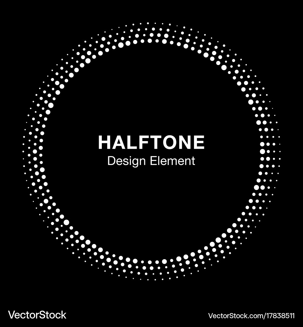 Halftone circle frame with abstract random dots vector image