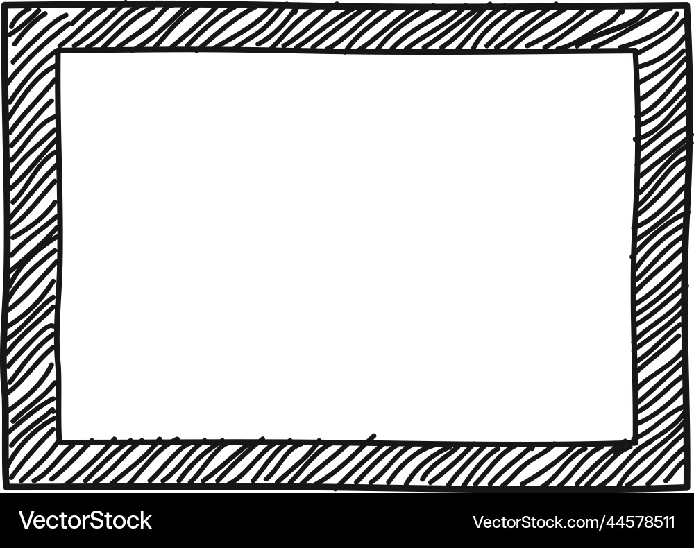 Hand drawn picture frame etching rectangle border vector image