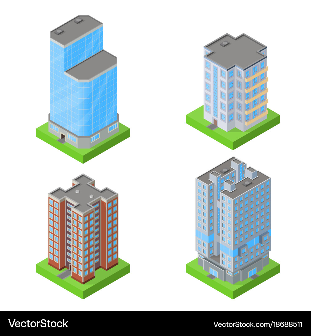 Isometric Building Blocks Set vector image