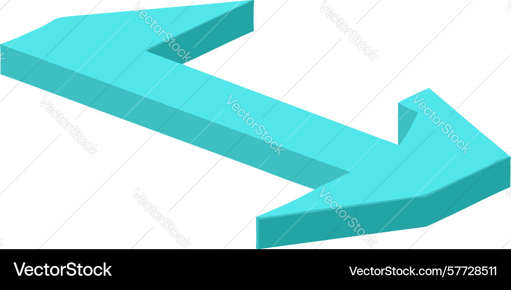 Isometric curved cyan arrow for dynamic flow vector image