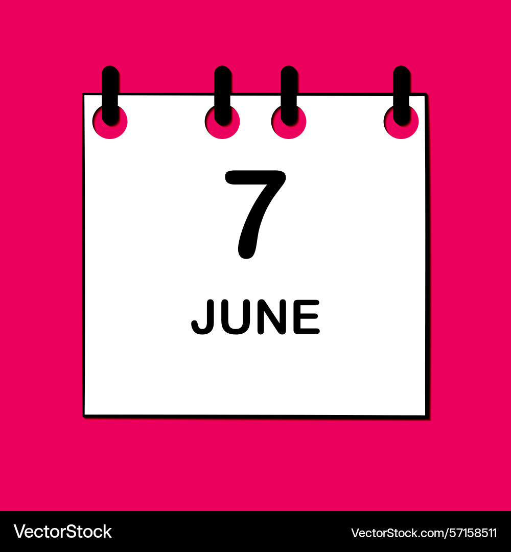 June 7 daily calendar icon for design simple Vector Image
