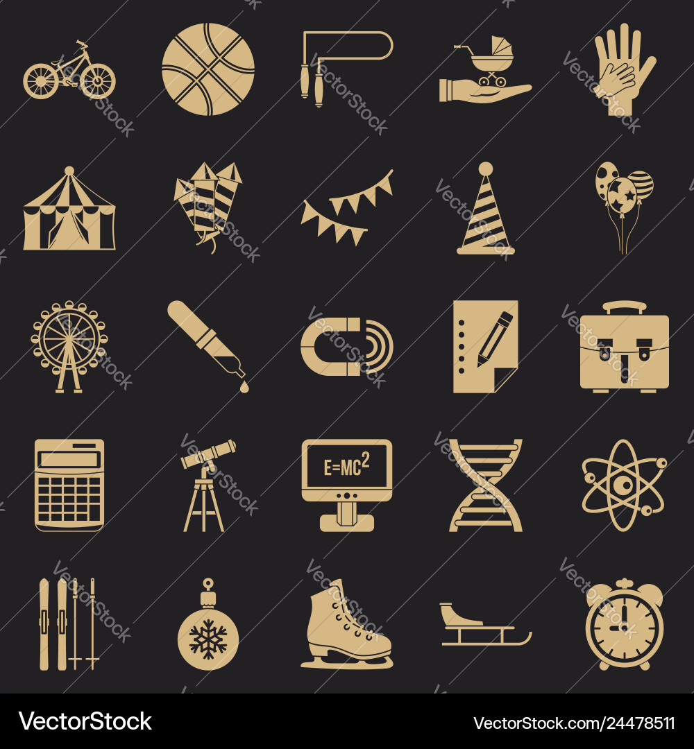 Learner icons set simple style Vector Image