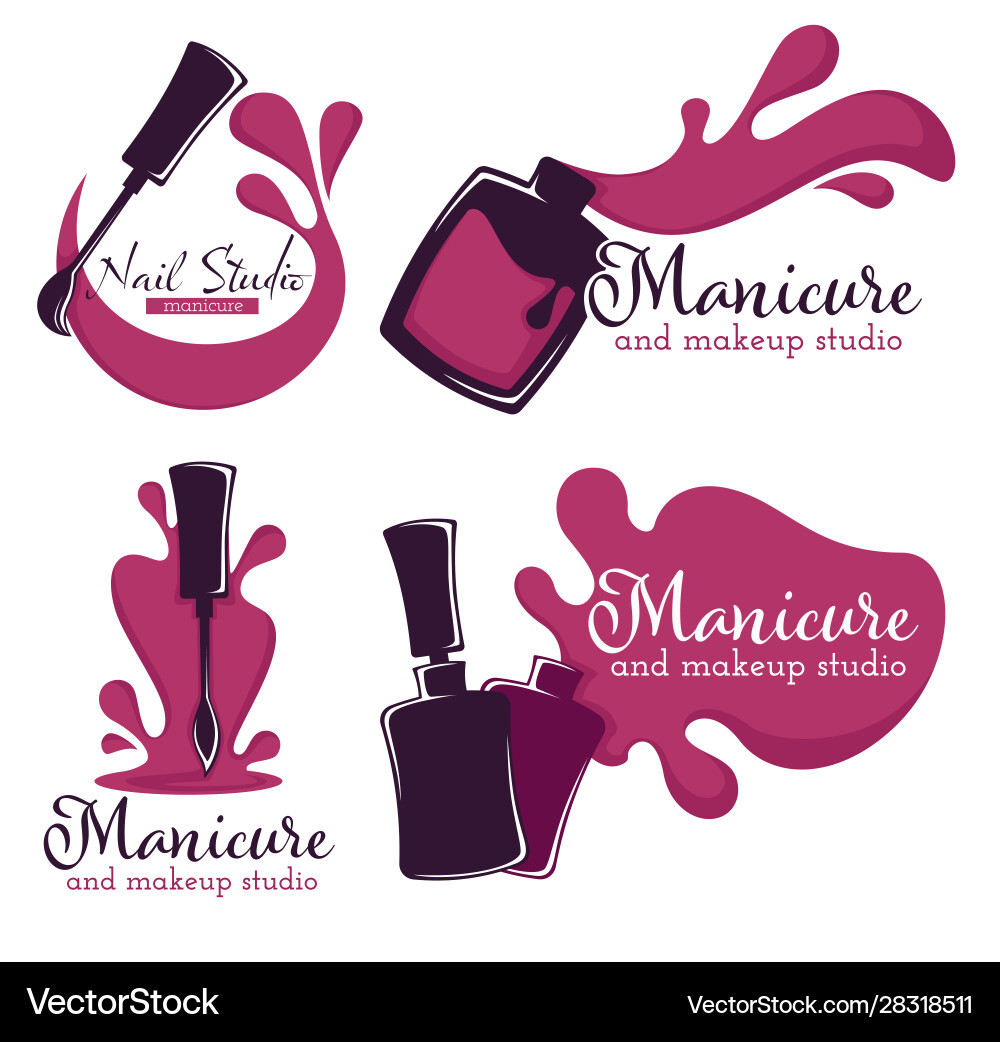 Maniküre und Make-up Studio-Logo mit verschütteten Maniküre und Make-up Studio-Logo mit verschütteten vektorbild