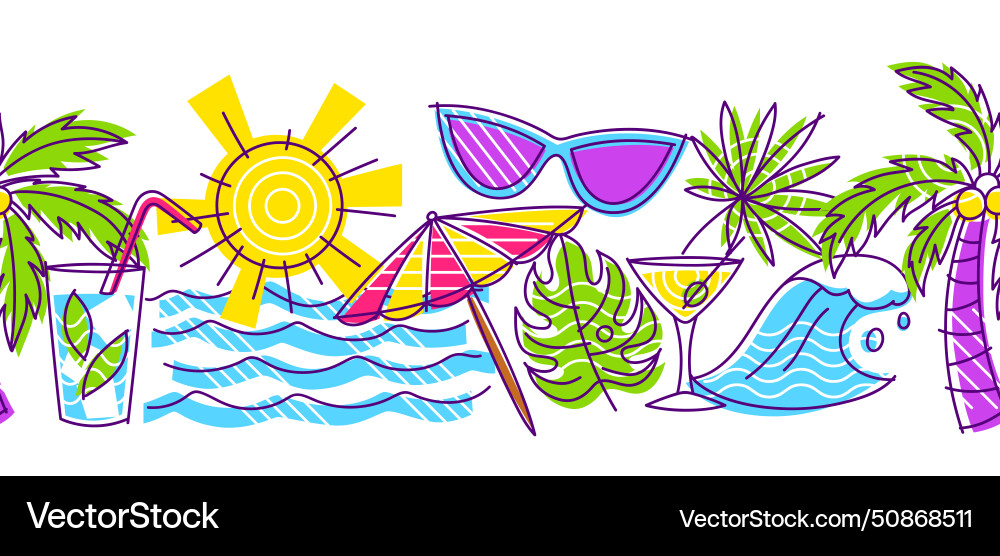 Pattern with summer items stylized beach objects Pattern with summer items stylized beach objects vector image