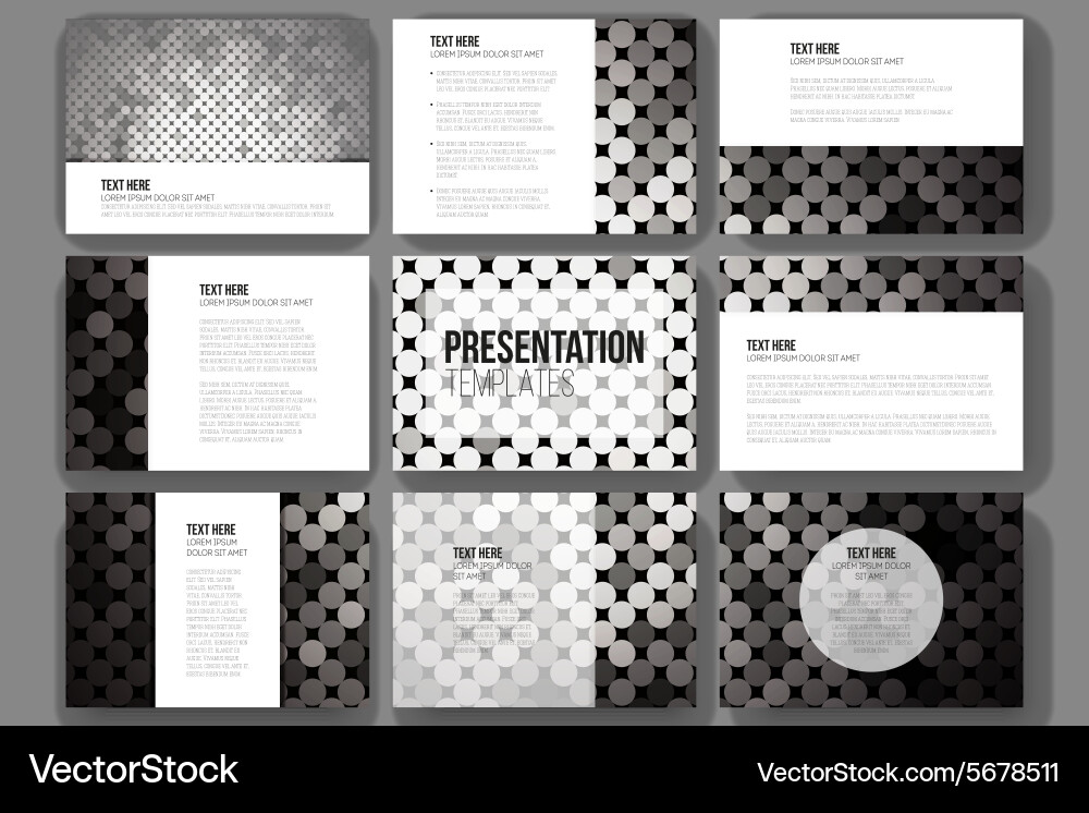Set of 9 templates for presentation slides vector image