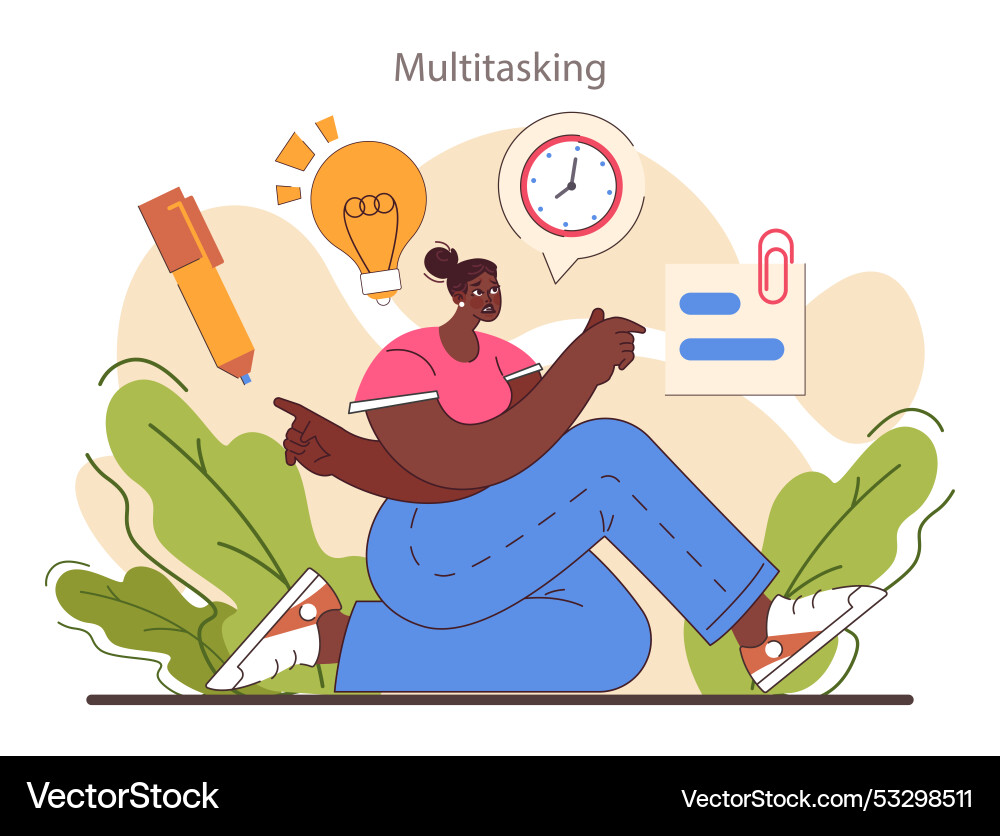 Time management skill character with self vector image