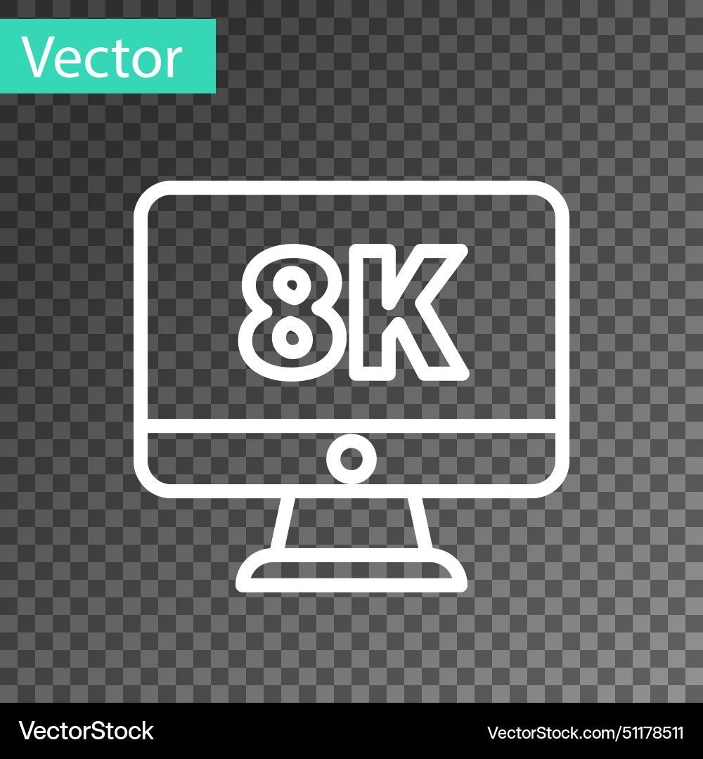 White line computer pc monitor display with 8k White line computer pc monitor display with 8k vector image