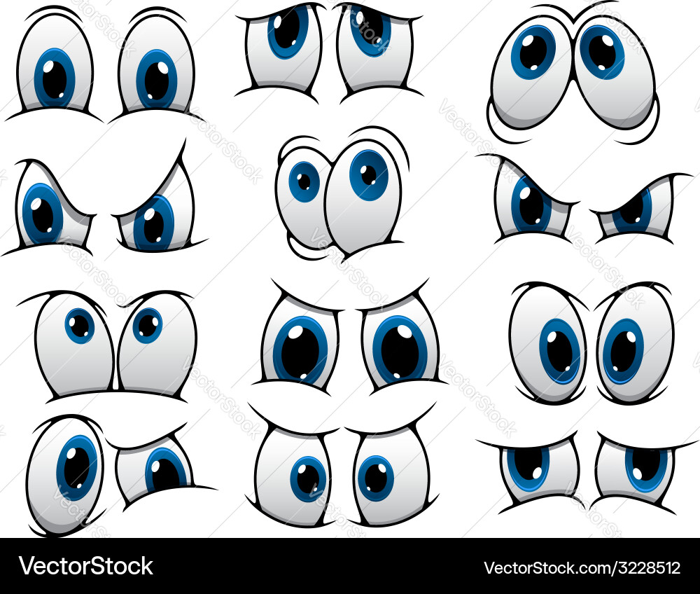 Cartoon Eyes Set - Diverse Expressions – Royalty-Free Vector | VectorStock, image size:1000x848