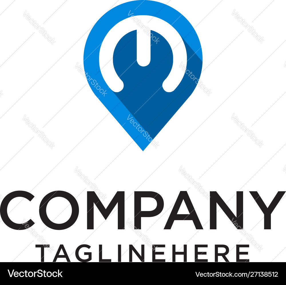 Letter m with map pointer logo design concept vector image