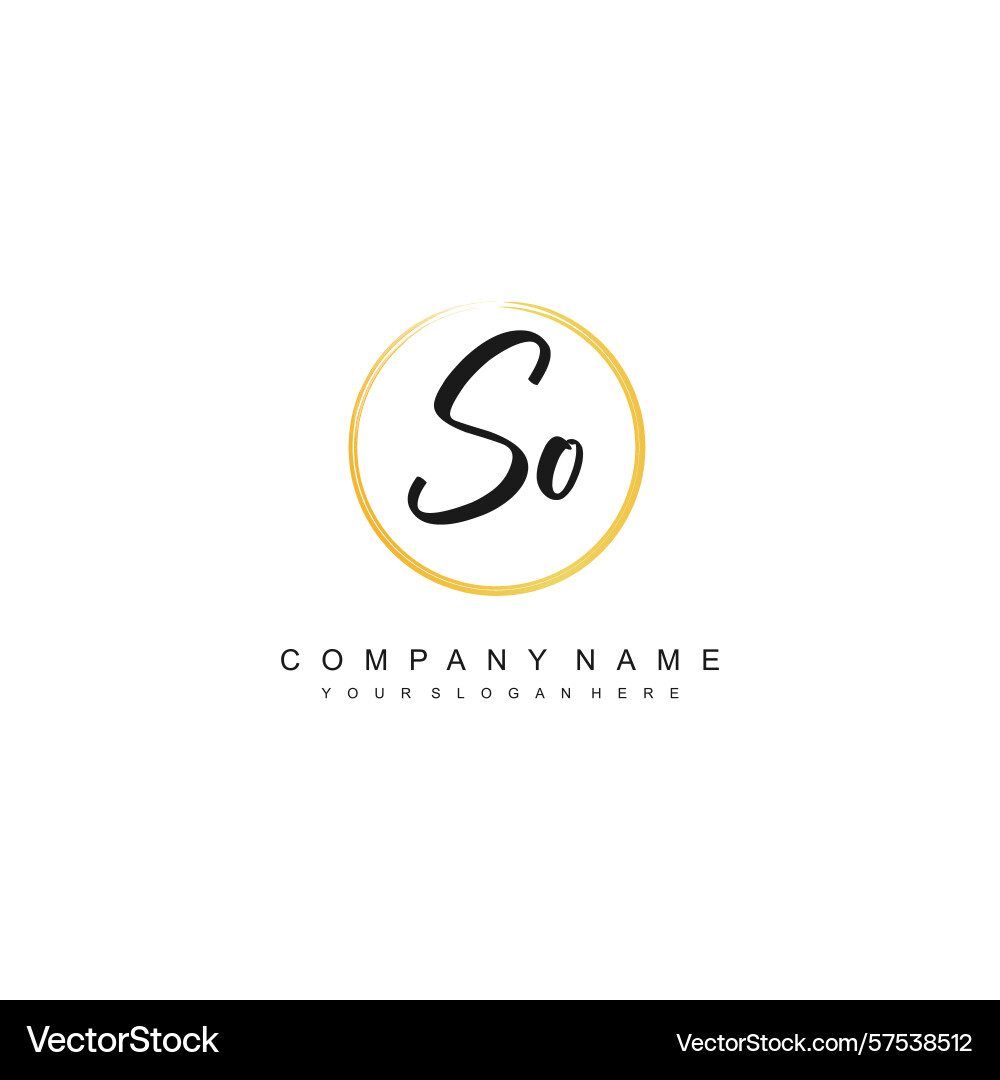 Minimal signature logo design with so initials Minimal signature logo design with so initials Vector Image