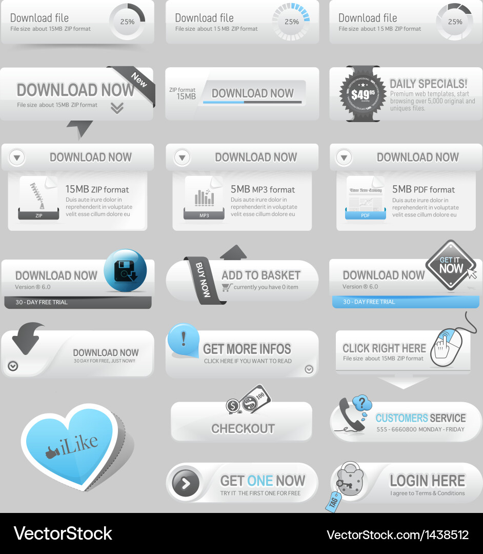 Navigation Buttons & Ornament Elements vector image