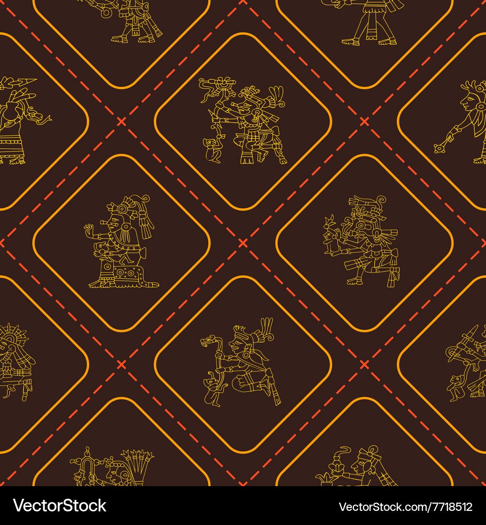 Seamless pattern with symbols from aztec codices Vector Image