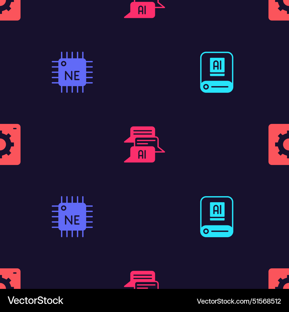 Set artificial intelligence ai processor cpu chat Set artificial intelligence ai processor cpu chat vector image