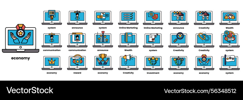 Set of in the concept computers and business Set of in the concept computers and business Vector Image
