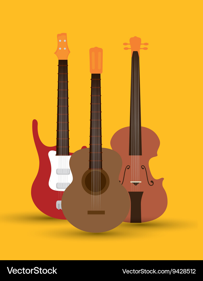 Stringed instruments set isolated icon design Vector Image
