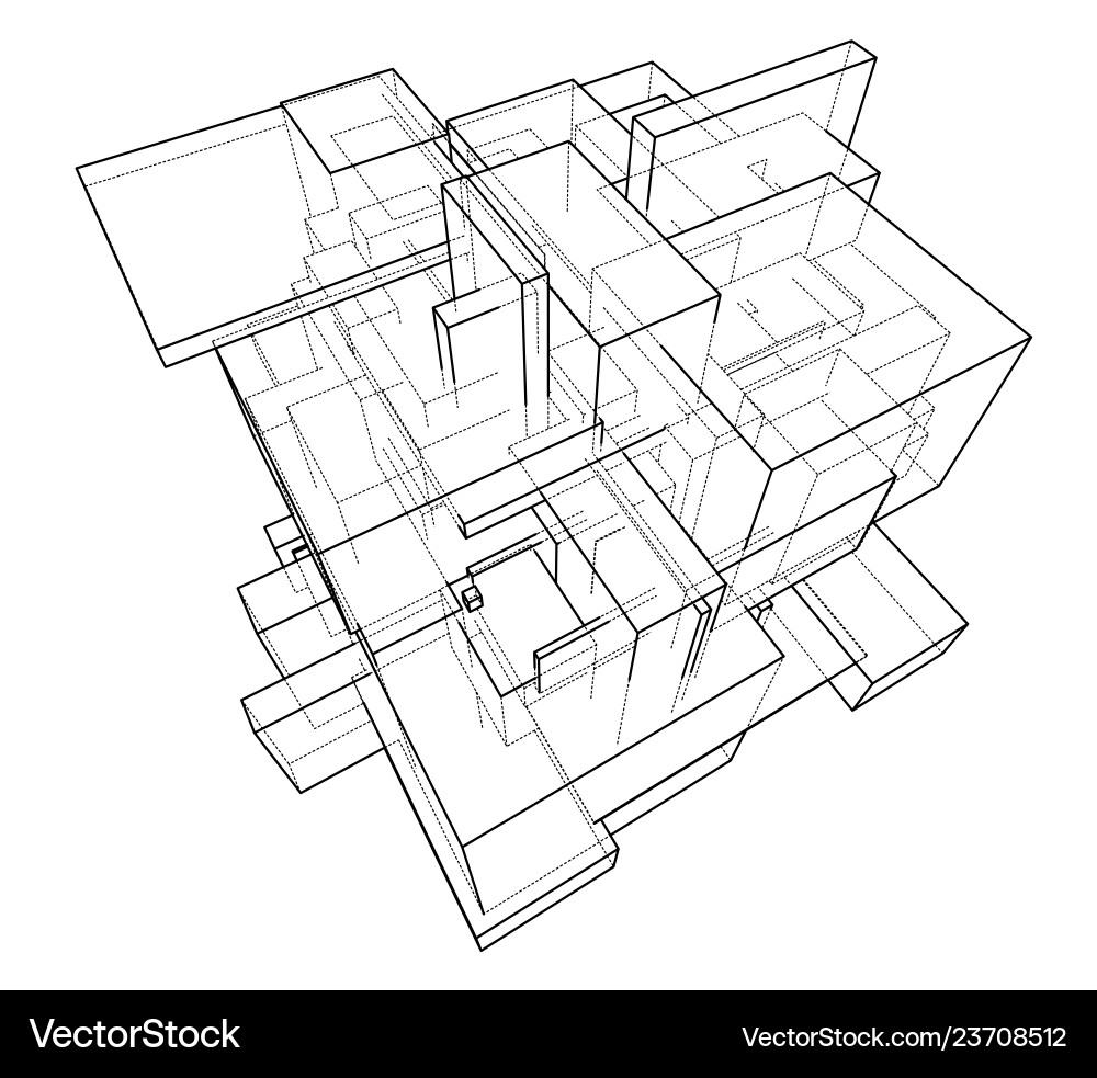Wireframe boxes sketch style vector image