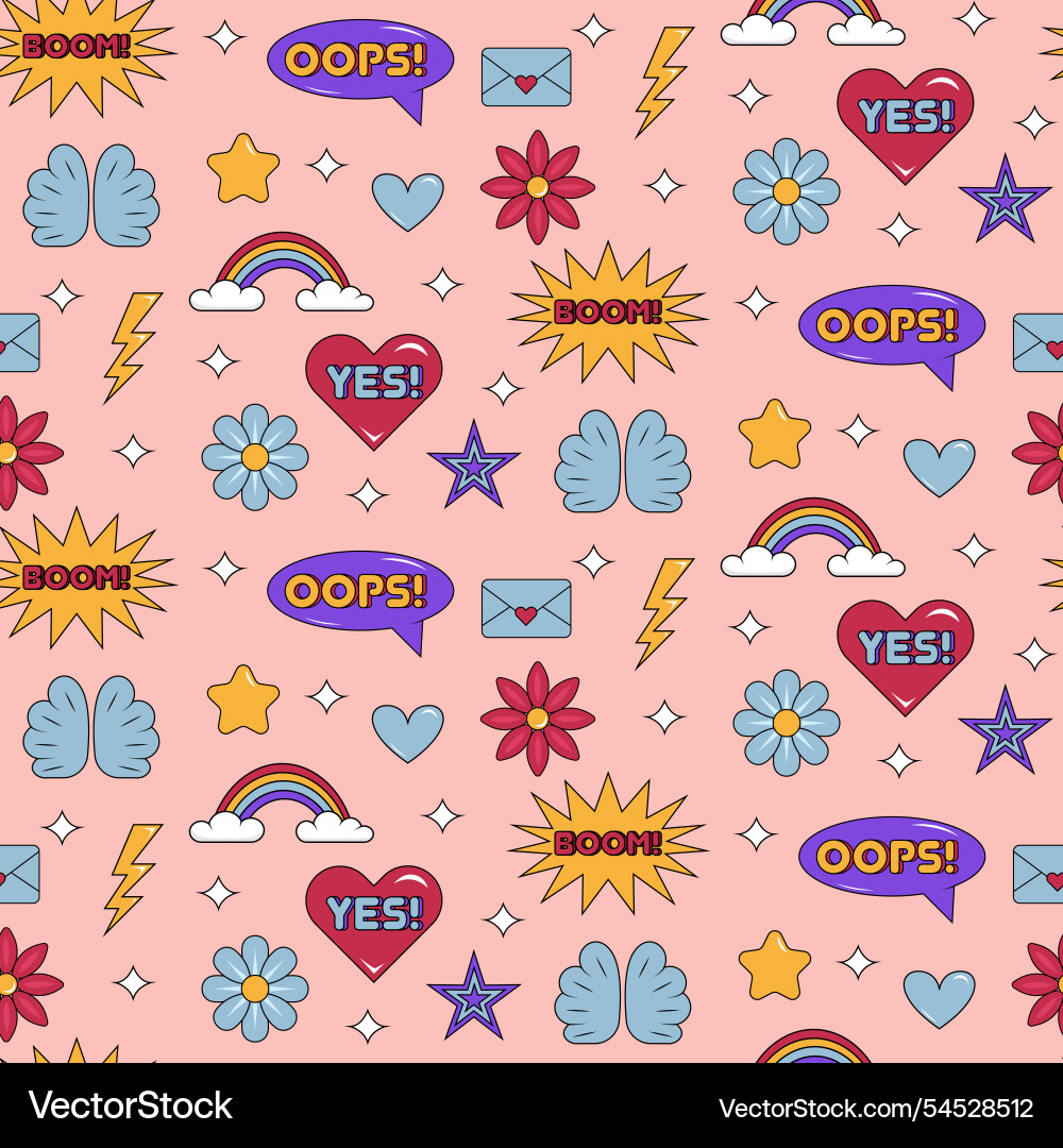 Y2k pattern retro seamless with words Vector Image