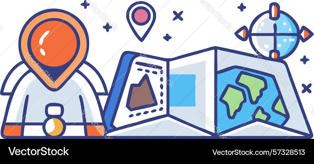 Astronaut with map space navigation concept vector image