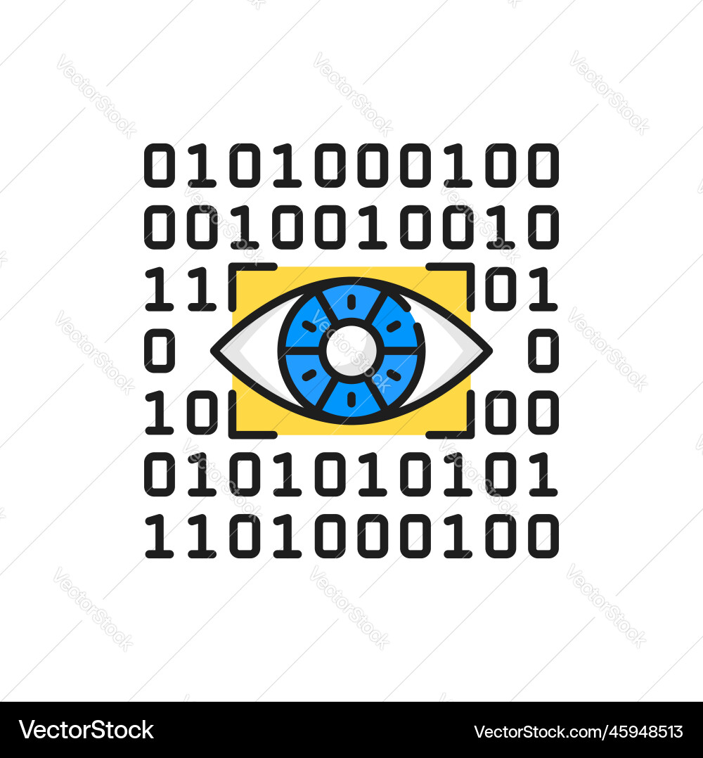 Cyber-Angriff Auge und binäre System Farblinie Symbol Cyber-Angriff Auge und binäre System Farblinie Symbol vektorbild