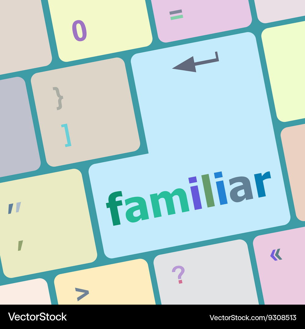 Familiar button on computer pc keyboard key Vector Image