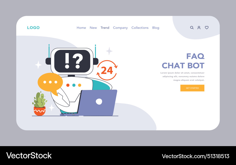Faq chat bot web or landing a digital assistant Faq chat bot web or landing a digital assistant Vector Image