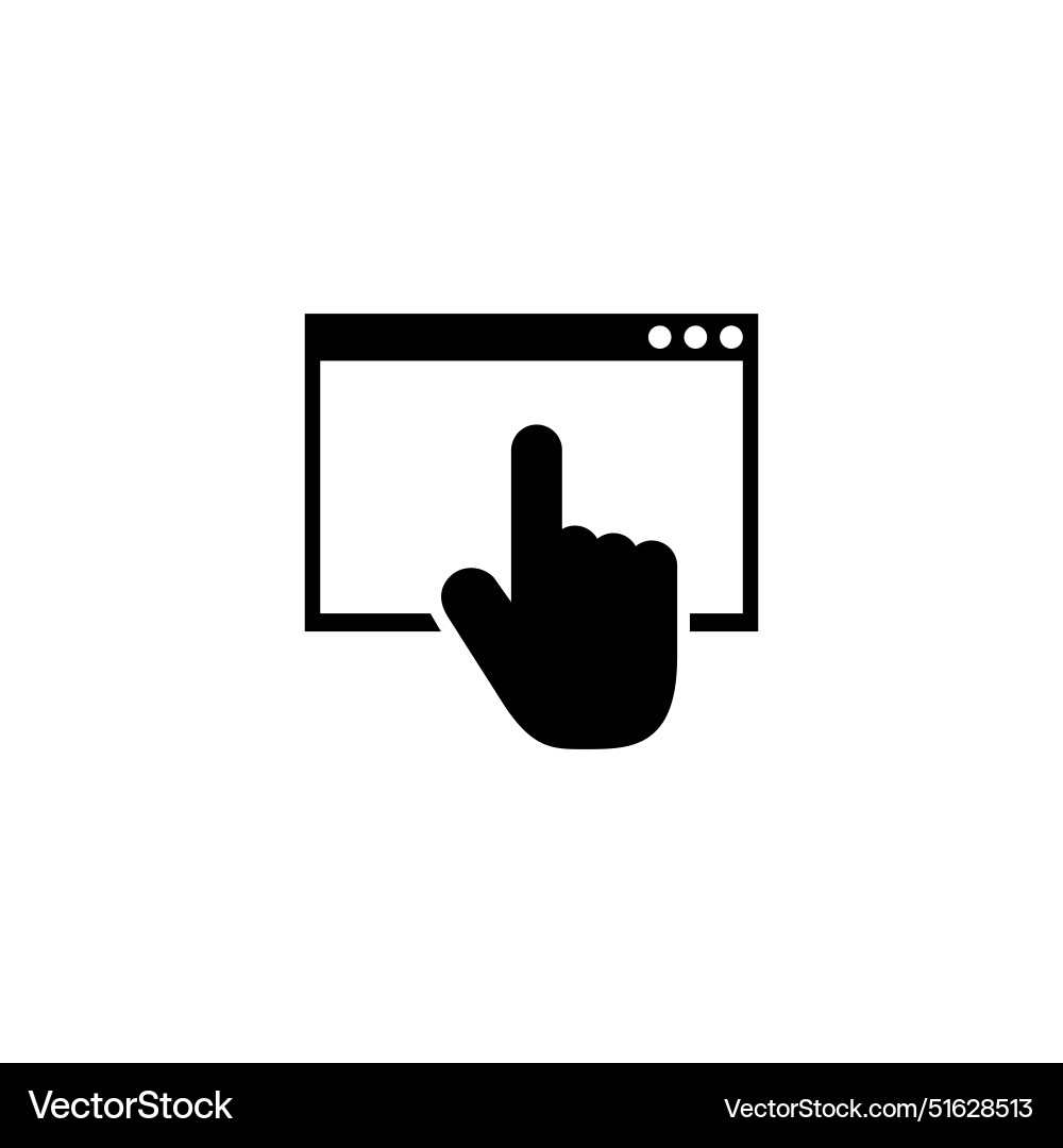 Interactive click icon featuring a hand pointer Interactive click icon featuring a hand pointer vector image