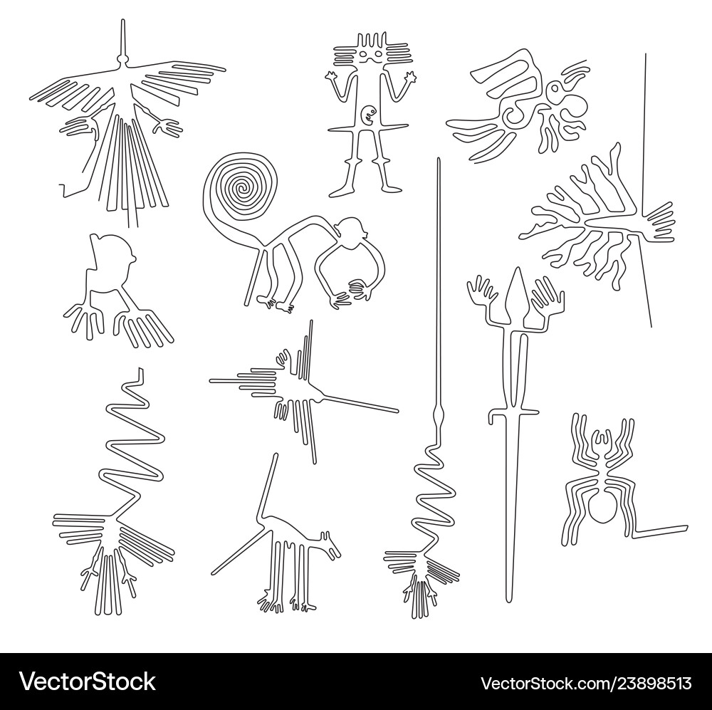 Nazca lines creatures from desert in peru vector image