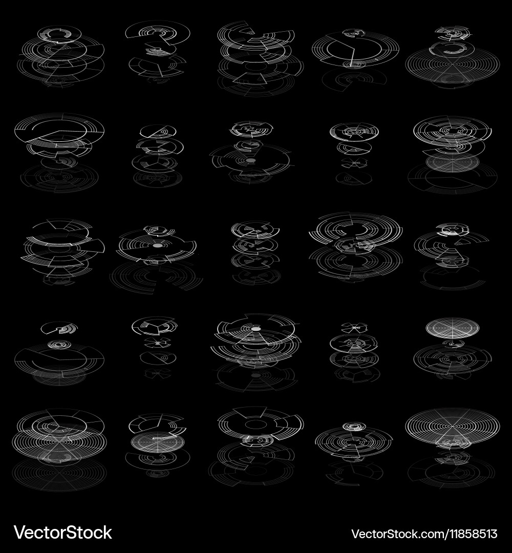 Set of abstract hud elements isolated on black Vector Image