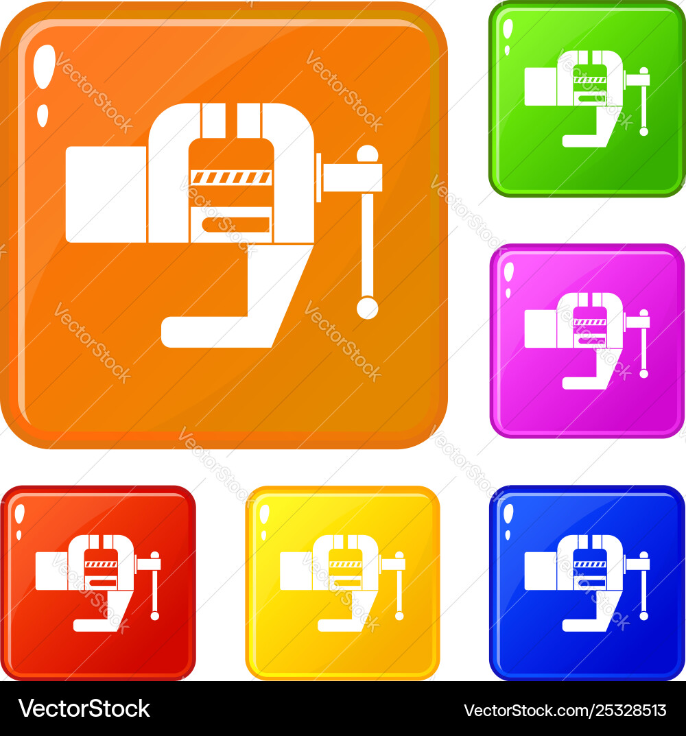 Vise tool icons set color vector image