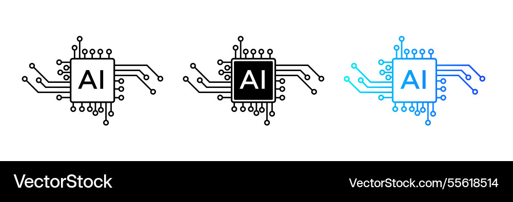 Ai chip icon with circuits for futuristic and tech vector image